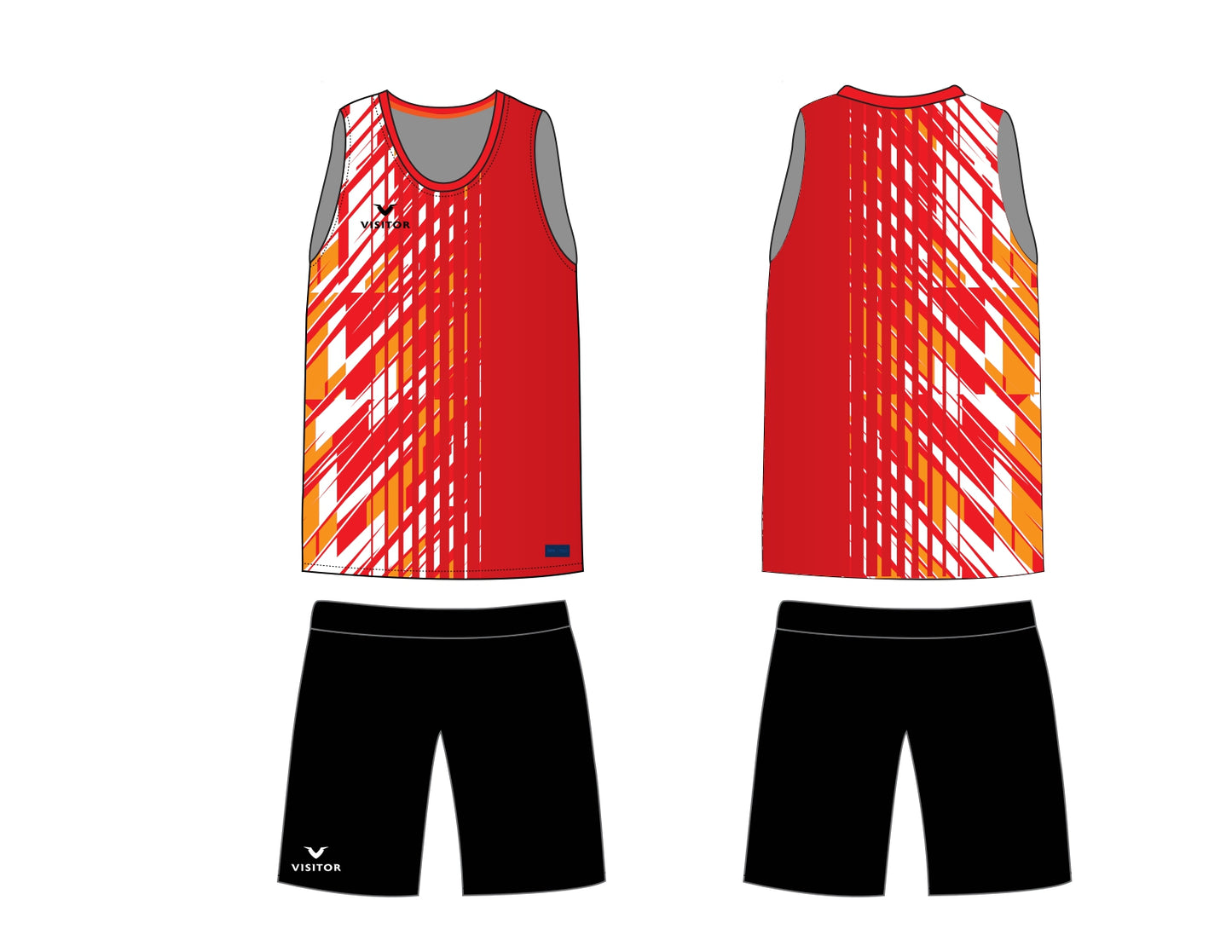 Uniforme sin mangas roja/naranja/blanco